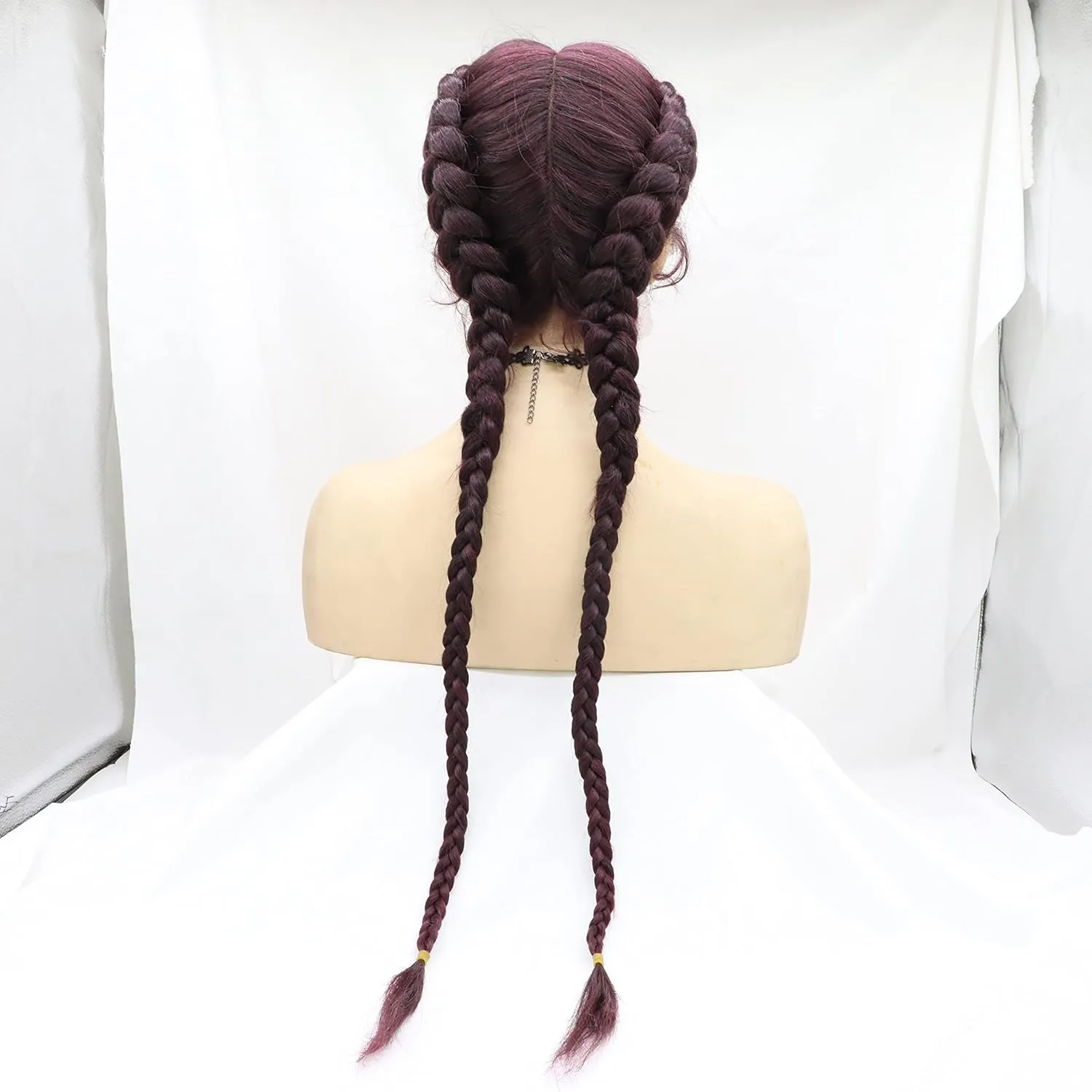xiweiya Mixed Wine Red 100% Hand Braided Wig With Baby hairs 99J Burgundy Ombre Twist Braids 360 Swiss Lace Front Wig Cooper Red Cornrow Wig Super Long Double Braiding Wigs 36inch