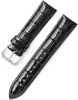XLCZMYL Leather Bracelets 12mm 14mm 16mm 18mm 20mm 22mm Watch Strap Pin Buckle Shiny Leather Band Wrist Belt Tool,Black,14mm