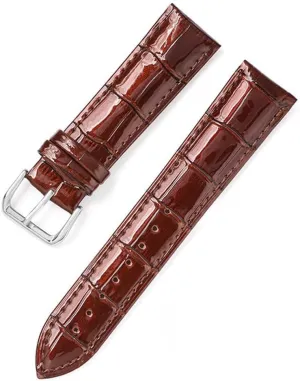 XLCZMYL Leather Bracelets 12mm 14mm 16mm 18mm 20mm 22mm Watch Strap Pin Buckle Shiny Leather Band Wrist Belt Tool,Brown,22mm