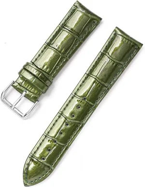 XLCZMYL Leather Bracelets 12mm 14mm 16mm 18mm 20mm 22mm Watch Strap Pin Buckle Shiny Leather Band Wrist Belt Tool,green,14mm