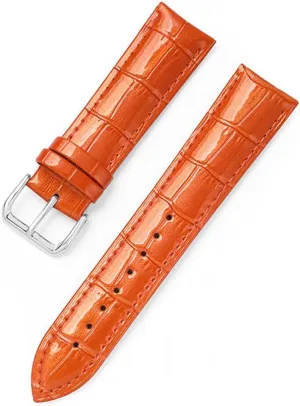 XLCZMYL Leather Bracelets 12mm 14mm 16mm 18mm 20mm 22mm Watch Strap Pin Buckle Shiny Leather Band Wrist Belt Tool,orange,20mm
