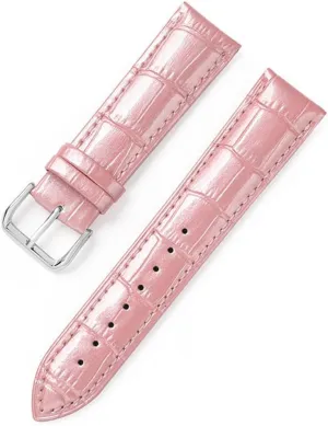 XLCZMYL Leather Bracelets 12mm 14mm 16mm 18mm 20mm 22mm Watch Strap Pin Buckle Shiny Leather Band Wrist Belt Tool,pink,22mm