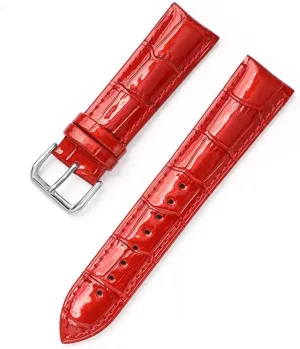 XLCZMYL Leather Bracelets 12mm 14mm 16mm 18mm 20mm 22mm Watch Strap Pin Buckle Shiny Leather Band Wrist Belt Tool,red,12mm
