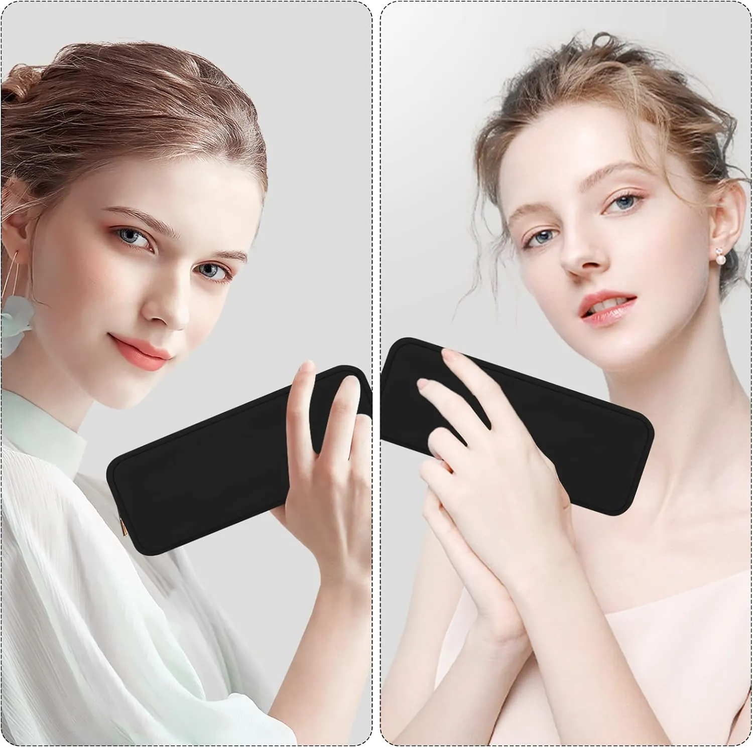 XSUIOY Makeup Bag Travel Bag Pouch for Purse, Cute Preppy Makeup Bag Cosmetic Zipper Pouch Purse Organizer Bag for Women, Waterproof Nylon Coin Pouch Sanitary Napkin Storage Bag for Work(Black-Small)