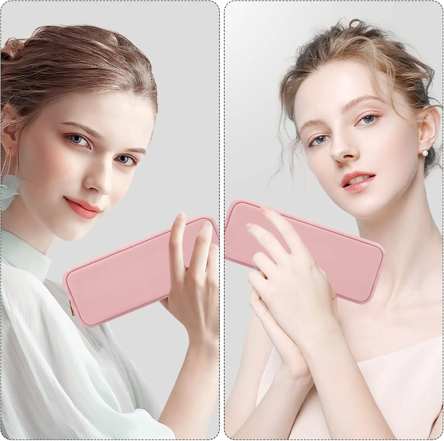 XSUIOY Makeup Bag Travel Bag Pouch for Purse, Cute Preppy Makeup Bag Cosmetic Zipper Pouch Purse Organizer Bag for Women, Waterproof Nylon Coin Pouch Sanitary Napkin Storage Bag for Work(Pink-Small)