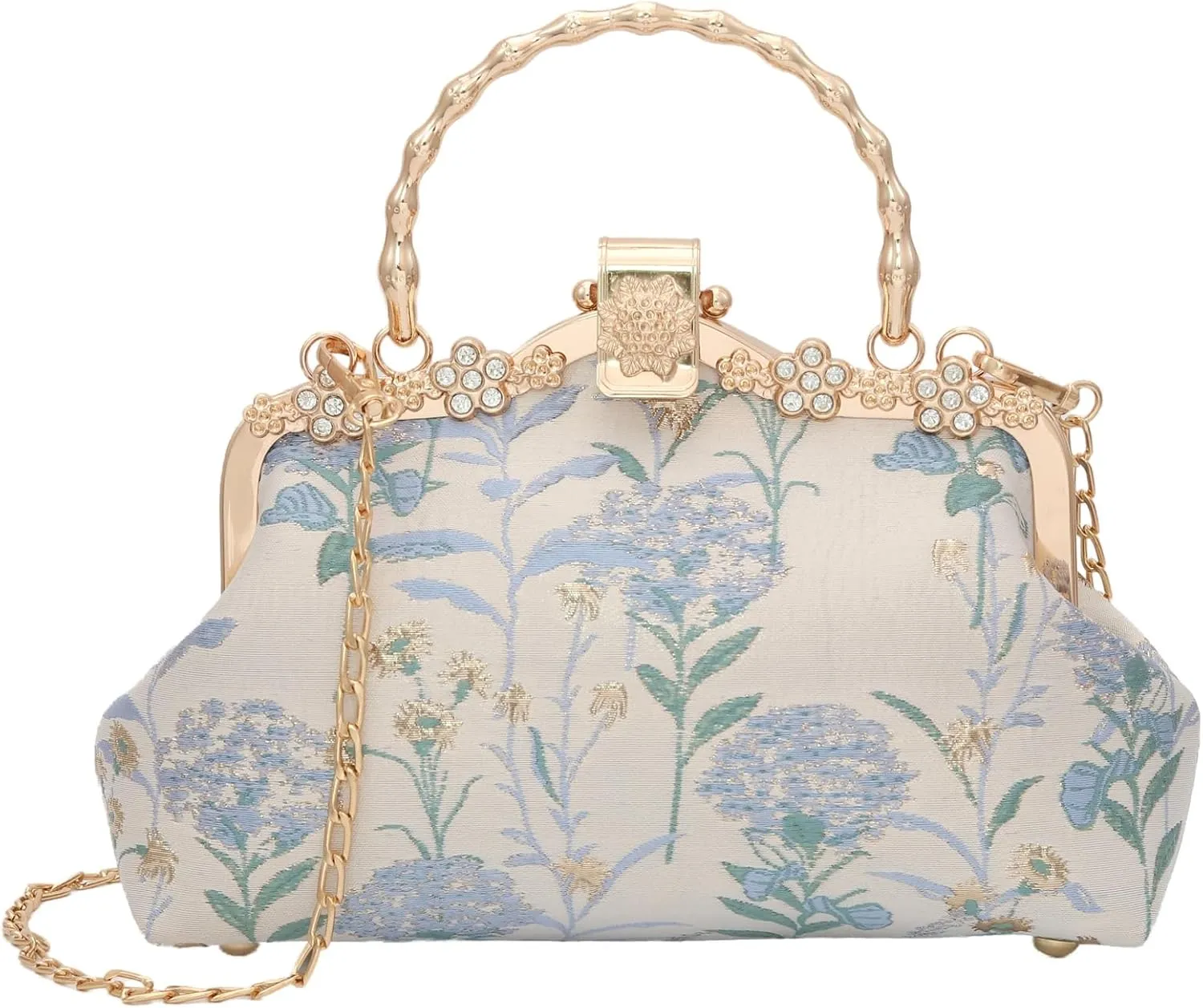 YeBon Retro Shoulder Chain Messenger Clutch Chinese Style Embroidered Jacquard Women's Evening Bags