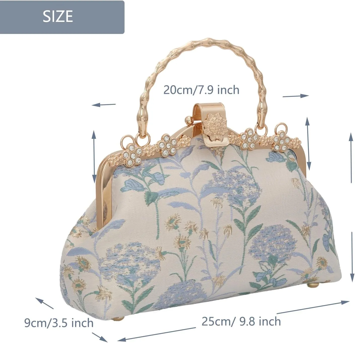 YeBon Retro Shoulder Chain Messenger Clutch Chinese Style Embroidered Jacquard Women's Evening Bags