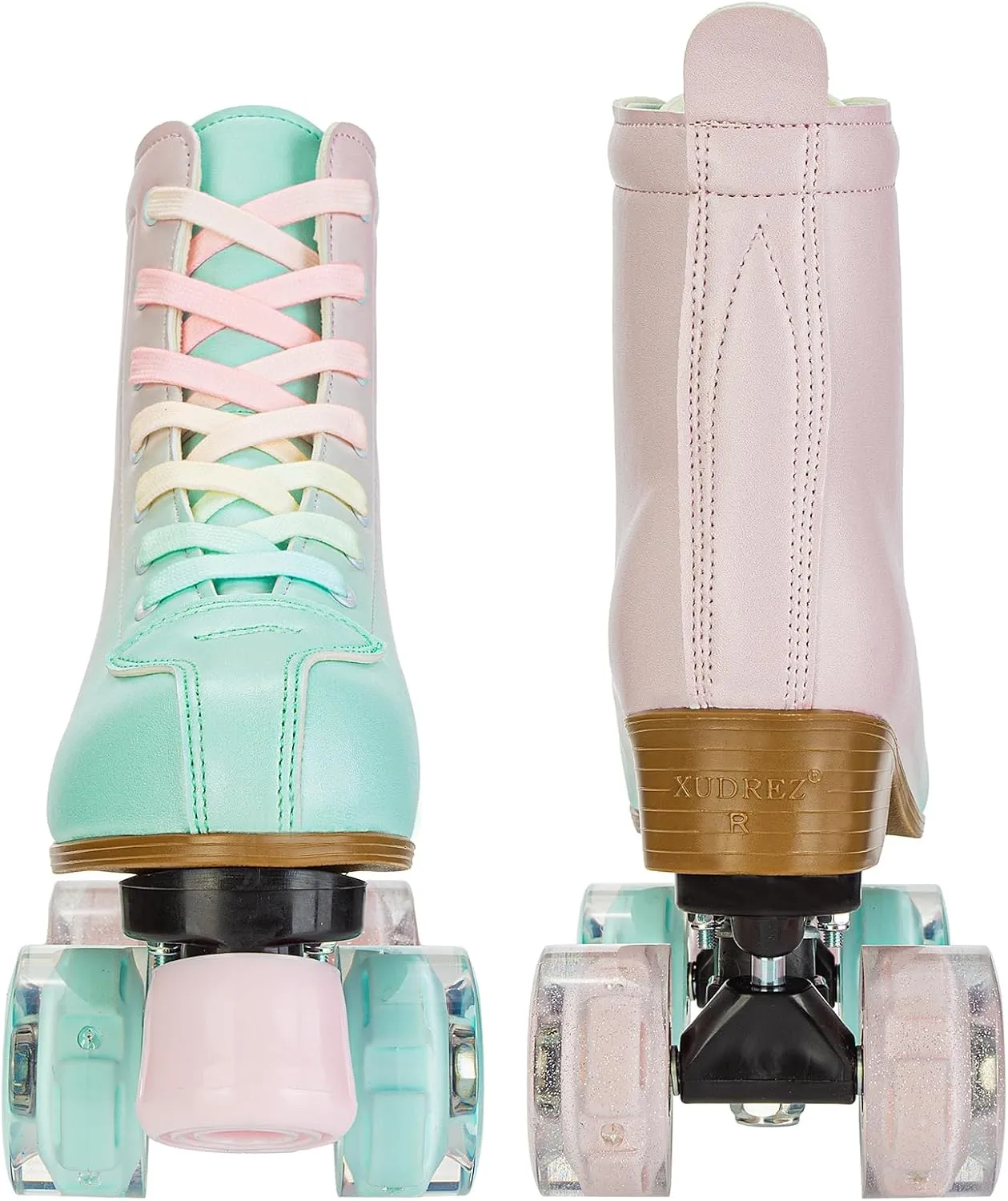 YYW Roller Skates for Girls Women Light Up Roller Skate Double Row Rollerskate Gradient PU Quad Skates Shoes for Kid Ages 8-12 Beginner